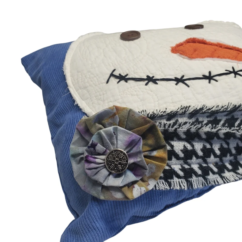 NEW Homemade Snowman Decorative Pillow Set - Blue and White